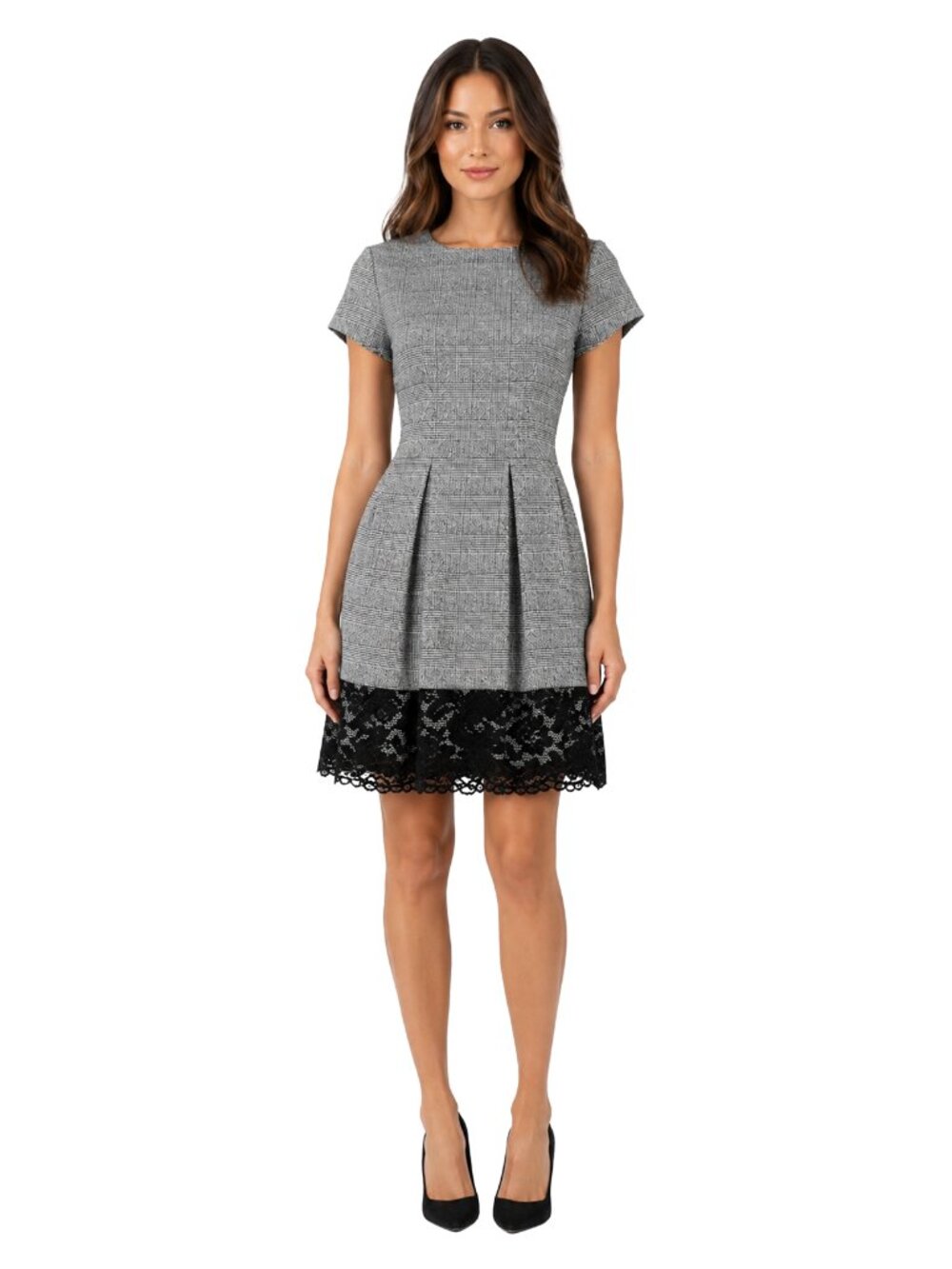 Jessica Howard Tweed Dress 6P NWT Lace Hem Work Office Classic